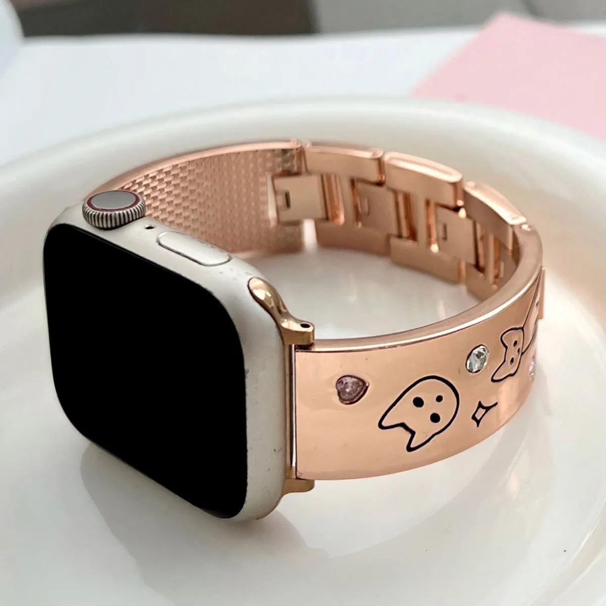 Apple Watch için çok renkli kavisli metal kayış 49mm-38mm kayış iwatch 9876-2 SE için Hayvan Graffiti kayış