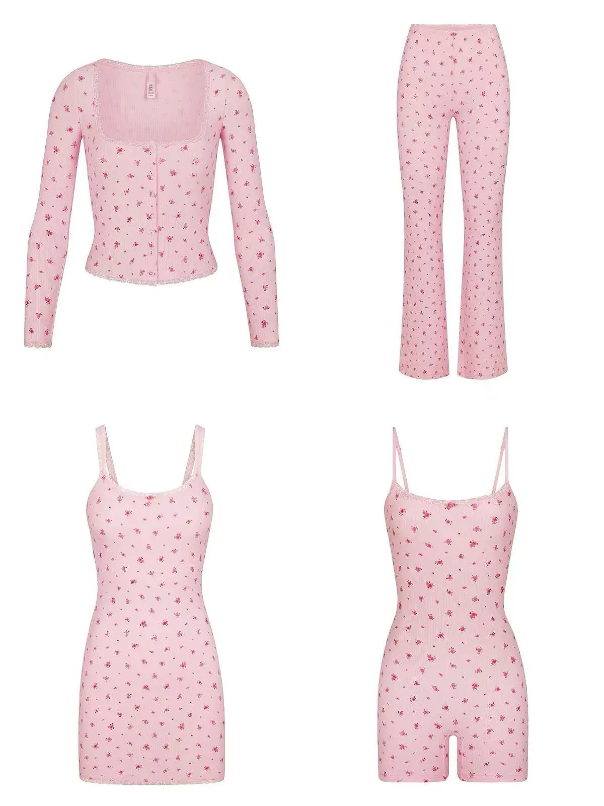 

Kardaian розовое кружево с цветочным принтом, сексуальная облегающая юбка с запахом, длинные брюки Sve, комплект, повседневный комплект из дышащего хлопка