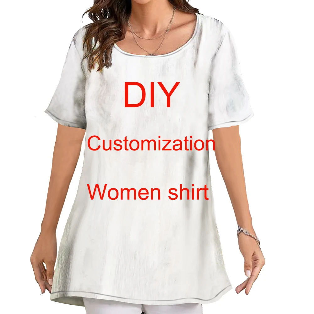 

CLOOCL Diy Custom Women T-shirt Send Your Picture 3D Printed Tees Short Sleeve Tops Irregular Hem Blouses Shirts Drop Shipping