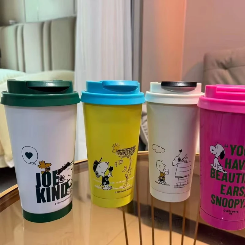 2025 جديد 500 مللي سنوبي فنجان قهوة بأربعة ألوان ، 304 كوب ماء من الفولاذ المقاوم للصدأ ، كوب طبق الأصل عالي المظهر كاواي هدية للفتيات