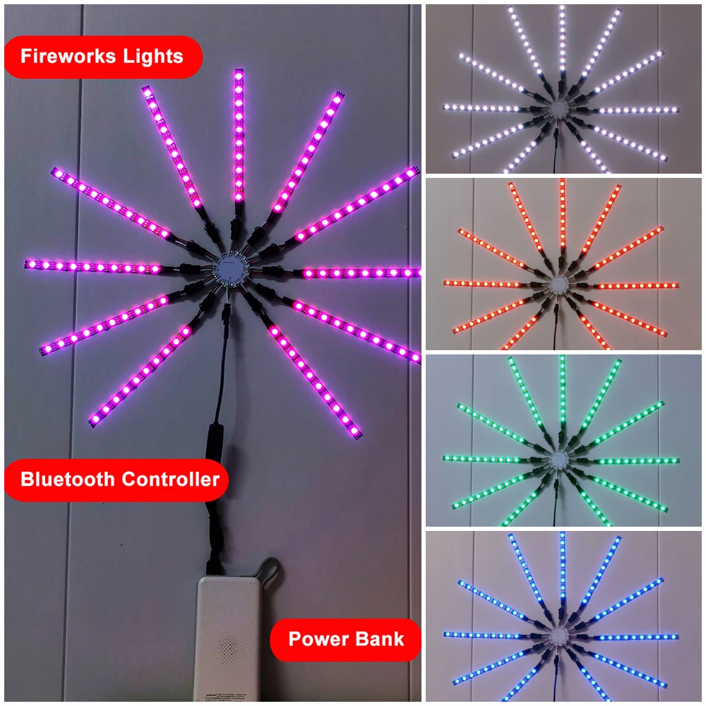 DC5V WS2812B luci per fuochi d'artificio WS2812 modulo striscia Led indirizzabile individualmente Bluetooth Mic Controller musicale 10/12/13 canali