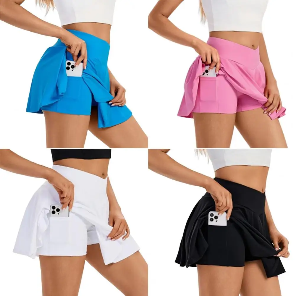 

Women's Beachwear Board Shorts High Waist Layered Pleated Swimming Trunks Skirt With Shorts Yoga Tennis Solid Swimwear
