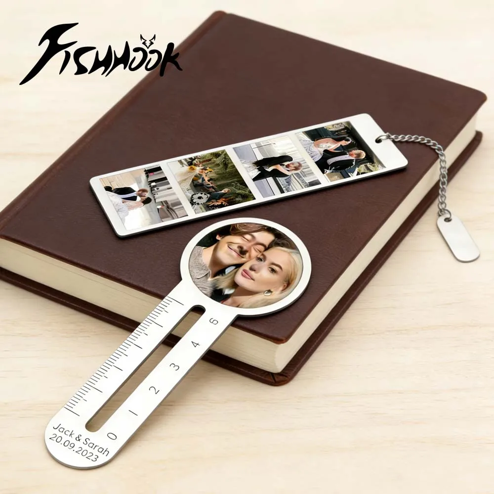 Ruler Bookmark Custom Page Brand Print Photo Personalized Wedding Valentine Gift for Kid Couple Men Woman Family Stainless Steel