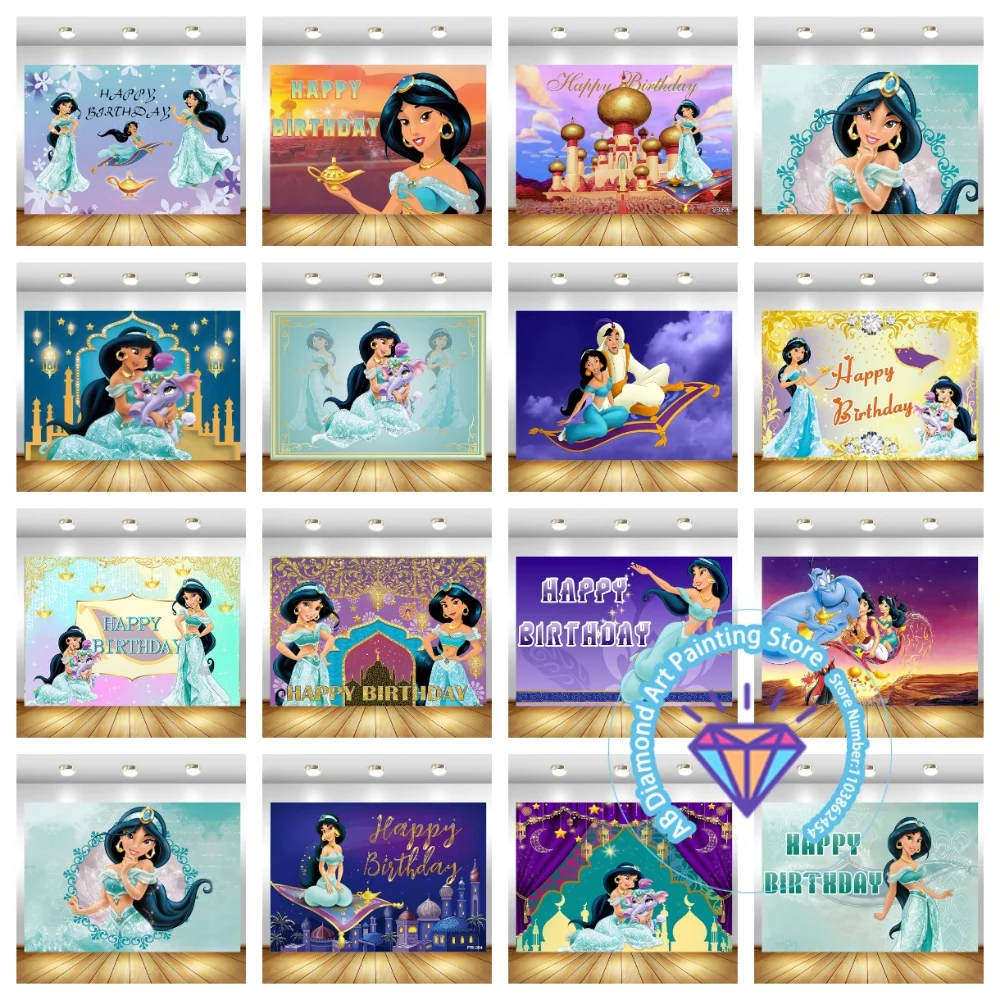 

Jasmine Princess Aladdin AB Diamond Painting Kit Square Round Diamond 5D DIY Mosaic Handmade Art Birthday Unique Gift Home Decor