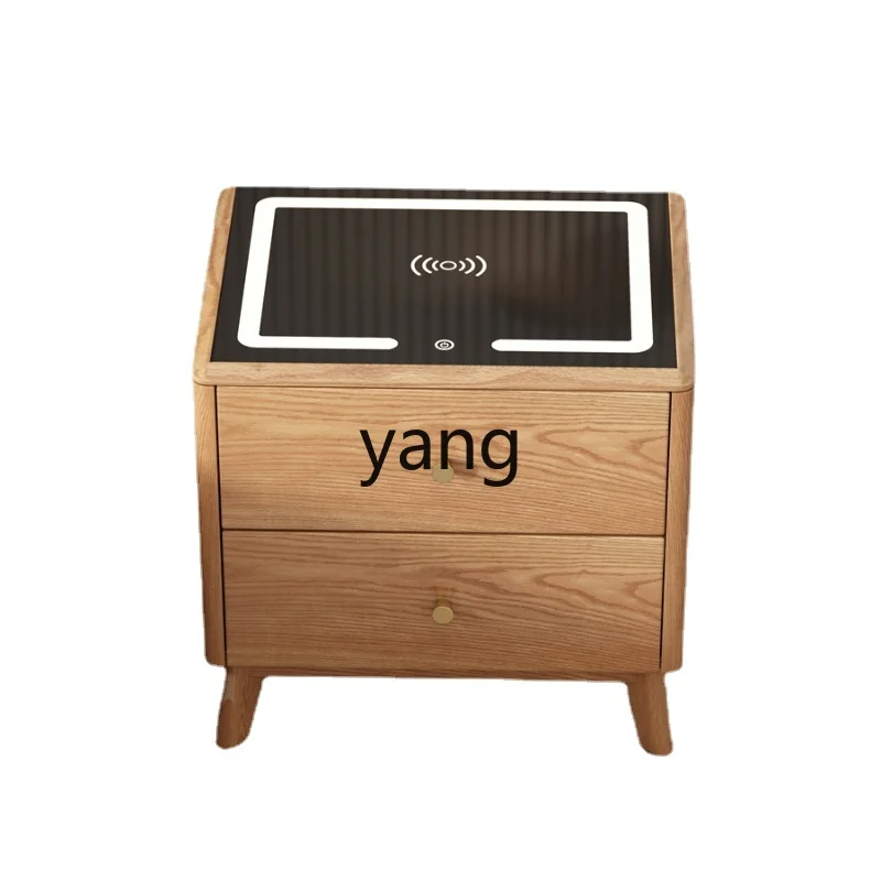 Yhl Solid Wood Multi-Functional Fingerprint Lock Nordic Wood Color Cabinet Smart Charging Storage