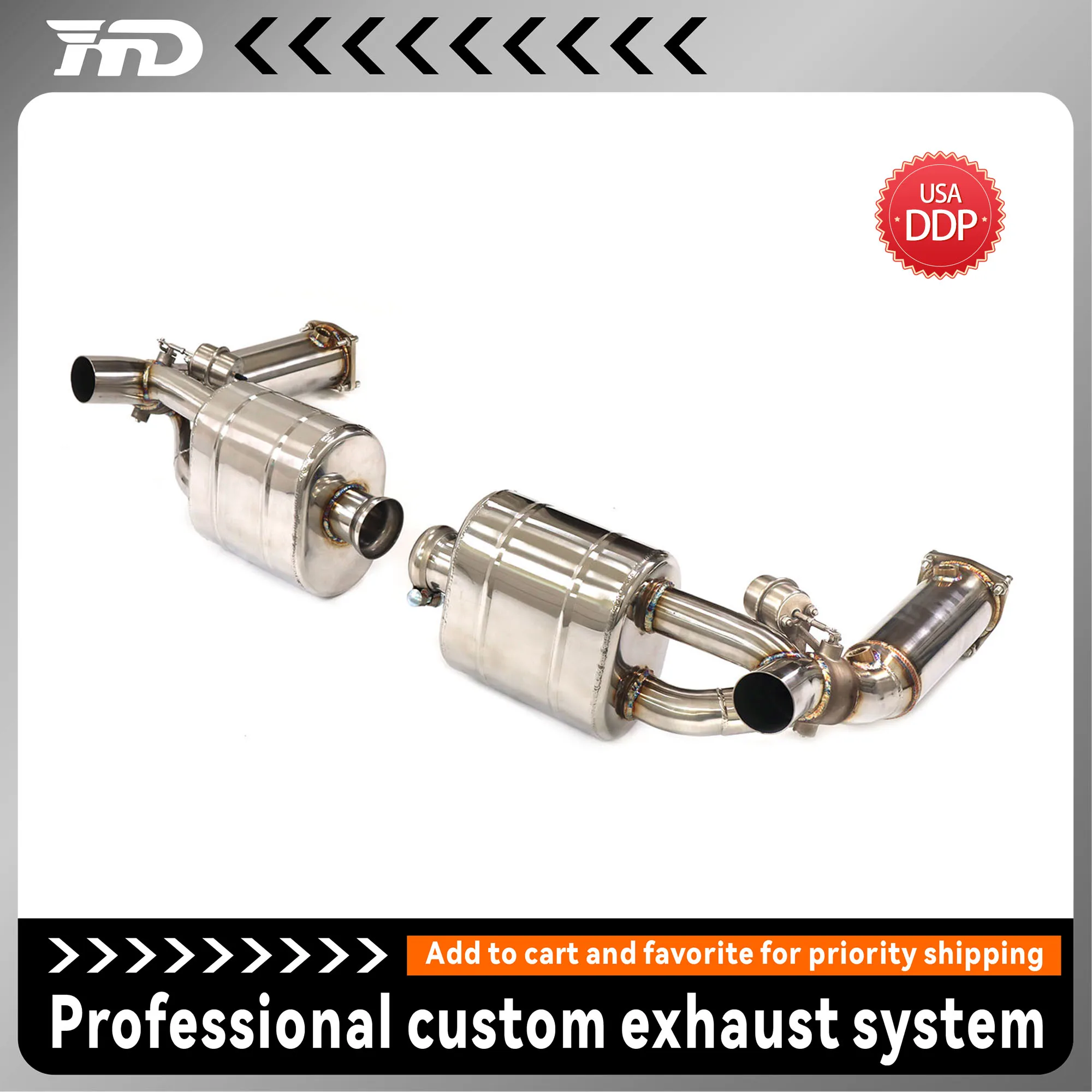 

for Porsche 911 997.1 Turbo Valved Exhaust System 304 Stainless Steel Cat-Back Enhanced Turbo Sound Response