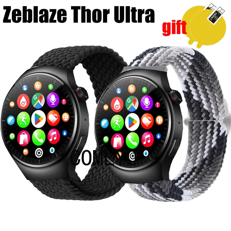 Ремешок для часов Zeblaze Thor Ultra, нейлоновый ремешок для мужчин и женщин, Регулируемый мягкий дышащий браслет, Защитная пленка для экрана