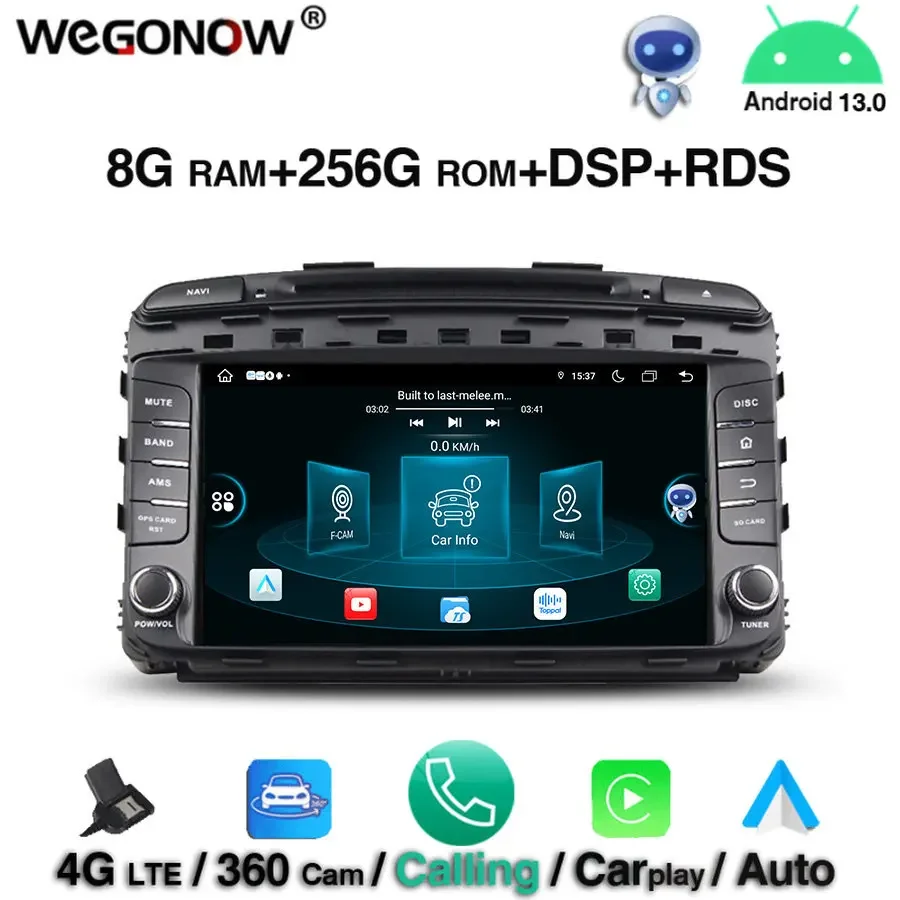 

360 DSP IPS Android 13.0 8 ядер 8 ГБ ОЗУ 256 ГБ Автомобильный DVD-плеер GPS navi карта RDS Радио Wi-Fi Bluetooth 5.0 для kia SORENTO 2015 2016