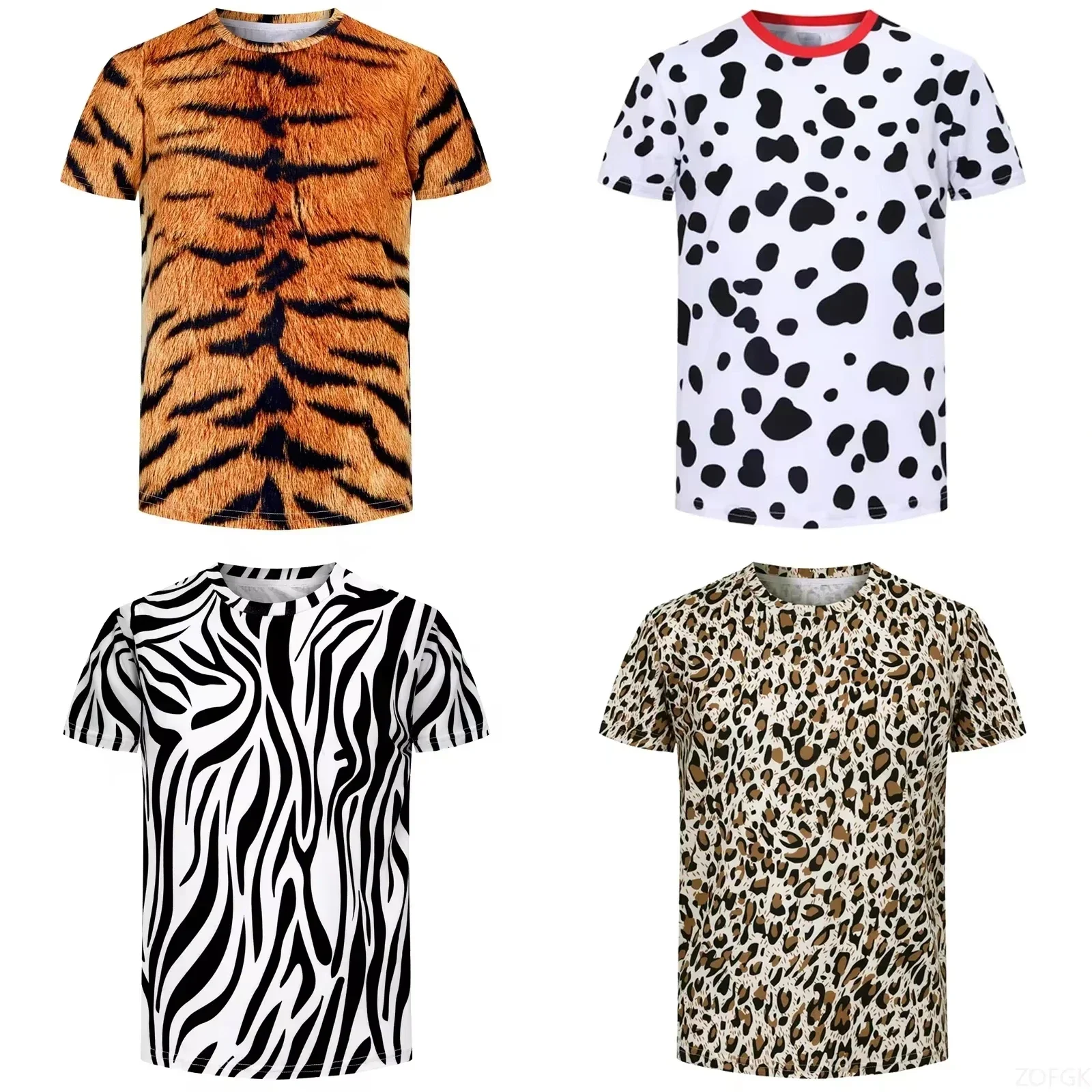 Tiger Skin Leopard Print Funny T-Shirt Boys girls short sleeve tees 2-10Y Summer Kids Clothes Animal T Shirt for party Clothing
