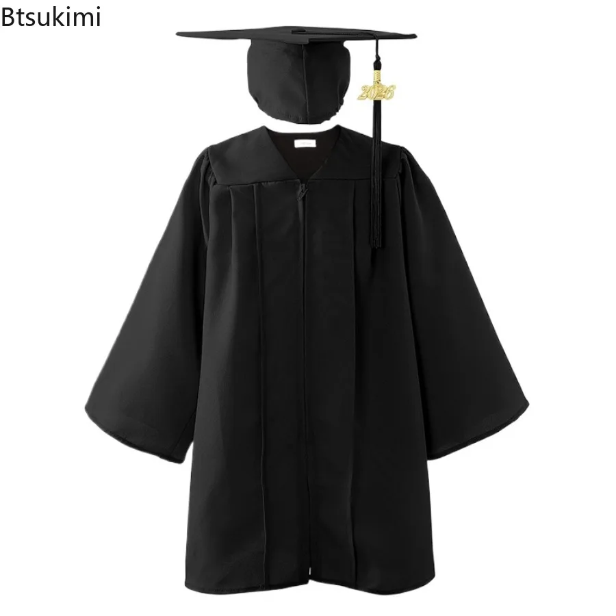 

Комплекты детской выпускной формы 2026: мантия на молнии с шапочкой и кисточкой для начальной школы, одежда для выпускного вечера