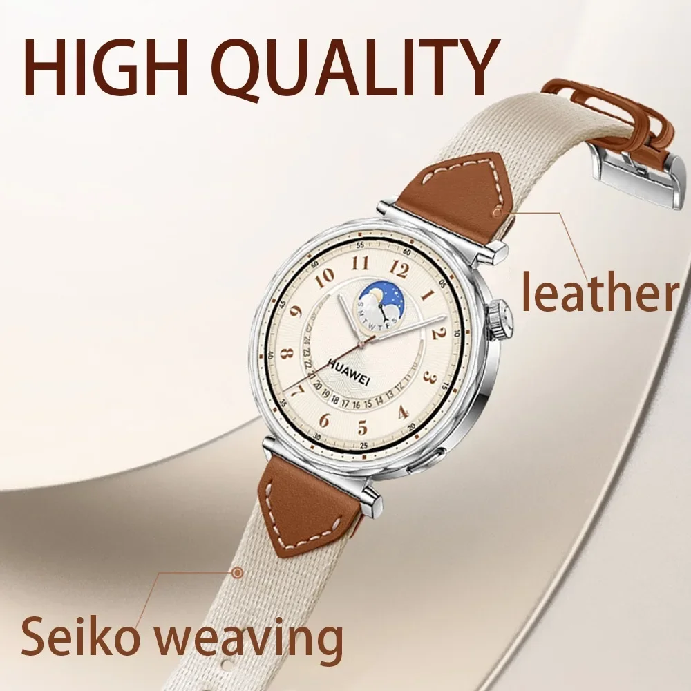 18mm strap for huawei watch GT5 41mm leather composite woven nylon strap for huawei watch gt4 41mm replacement band wristband