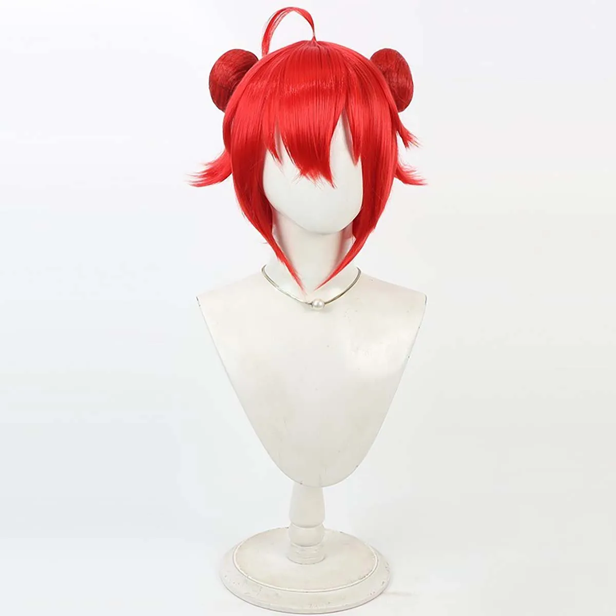Blue Archive Konuri Maki Cosplay Short Red Heat Resistant Hair Wigs with Buns
