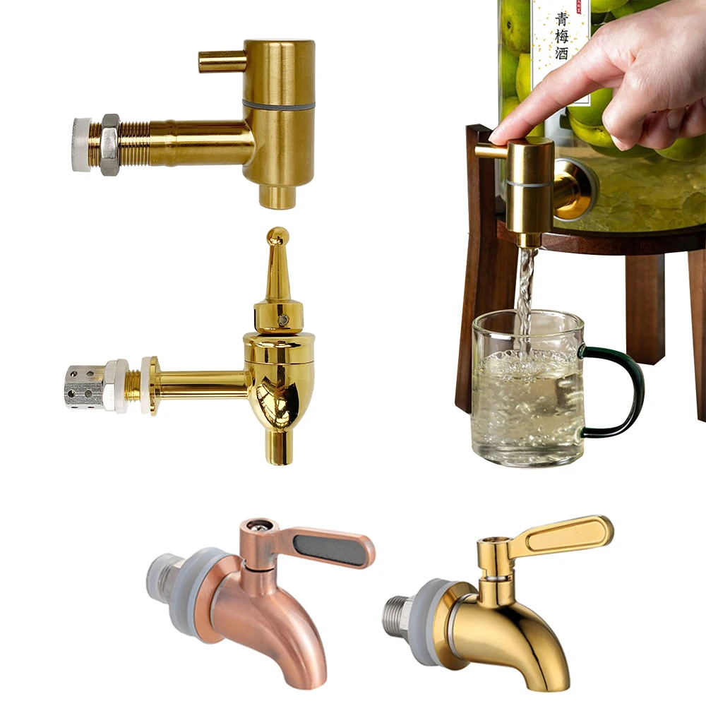 Beverage Wine Barrel Faucet Spigot 12-16mm Brass Steel Bar Party Juice Beer Barrel Dispenser Tap Wood Glass DrumTank Bibcock Set