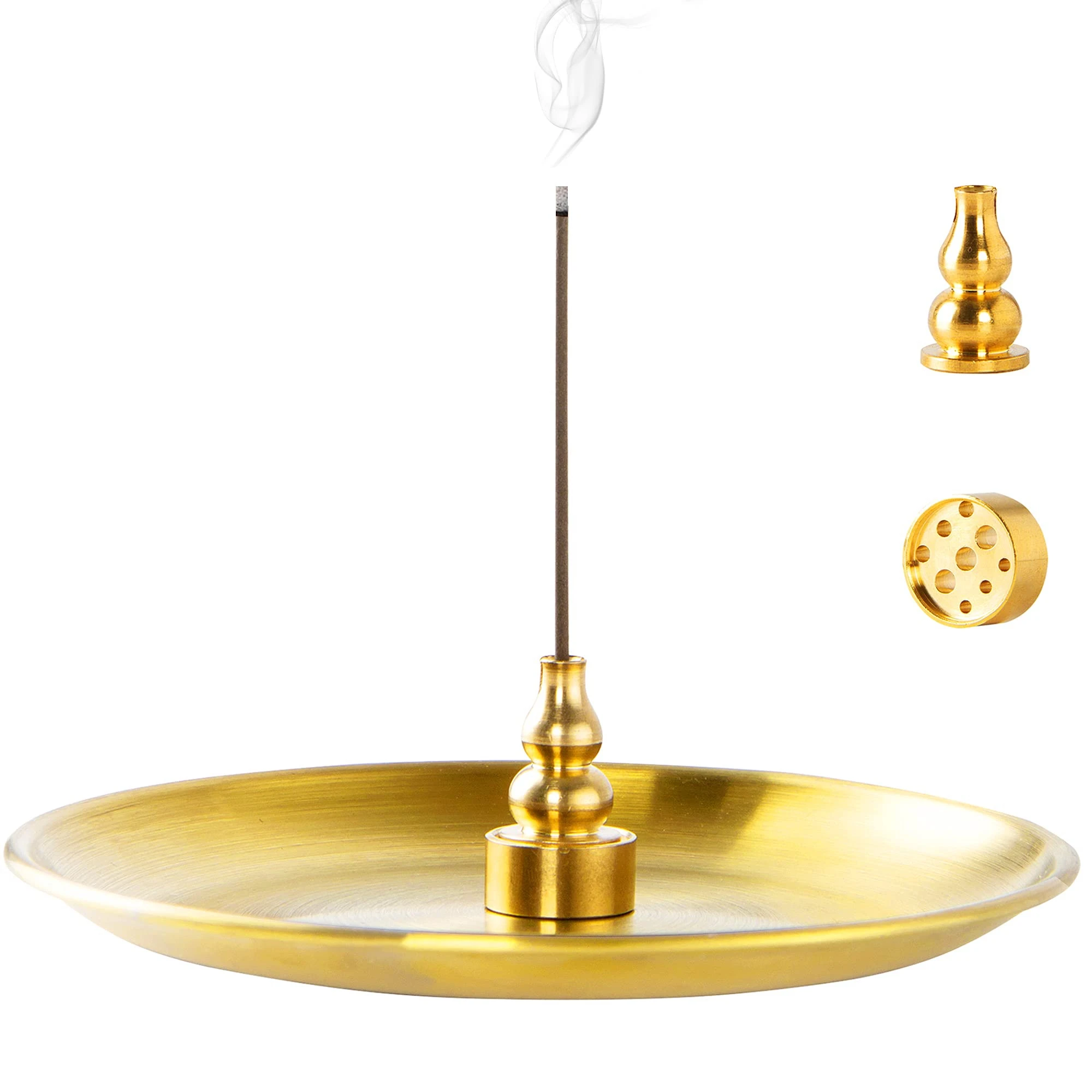 3 in 1 Mini Incense Holders, Brass Incense Stick Set, Burner, Ash Catcher for Meditation Accessories, Relaxation, Yoga, Coils