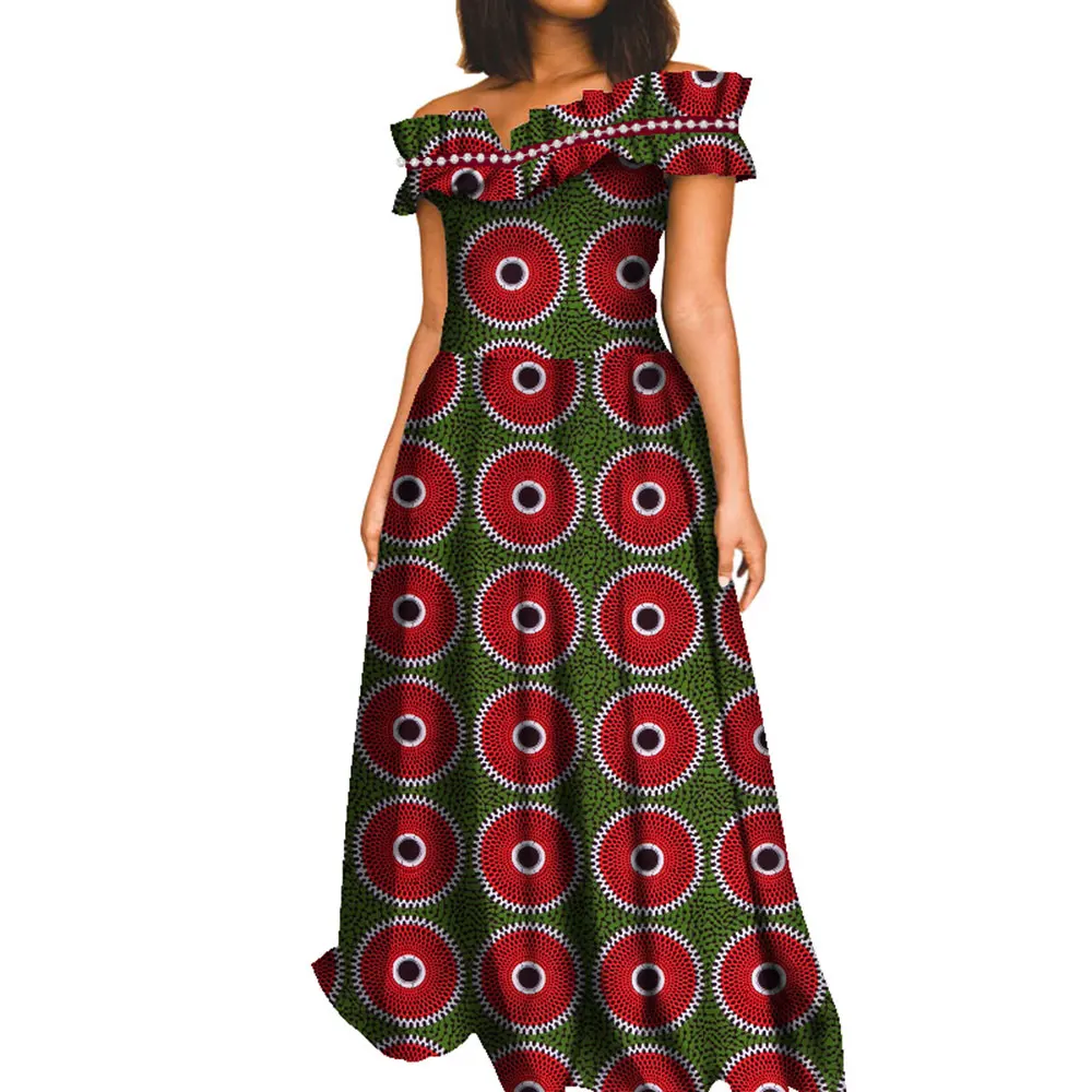 Fashion African Dresses for Women Slash Neck Ankara Dress African Print  Long Dashiki Dress Bazin Riche African Maxi Dress WY8409 - AliExpress  200000532