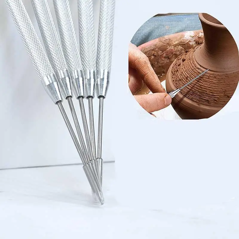 1/8Pcs Texture Ceramics Detail Sculpting Tools Polymer Clay Brush DIY Pottery Modeling Hole Punch Clay Sculpture Tool