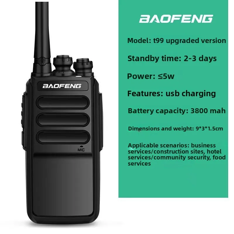 BF-T99S Commercial Handheld Walkie Talkie, Anti-interference Wireless Two Way Radio for Hotel, Restaurant Construction Civil Use