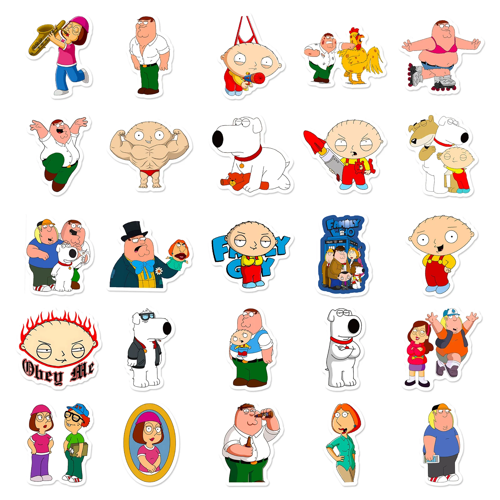 2024 New 50pcs Cartoon Animation Family Guy Children’s DIY Waterproof Graffiti Stickers