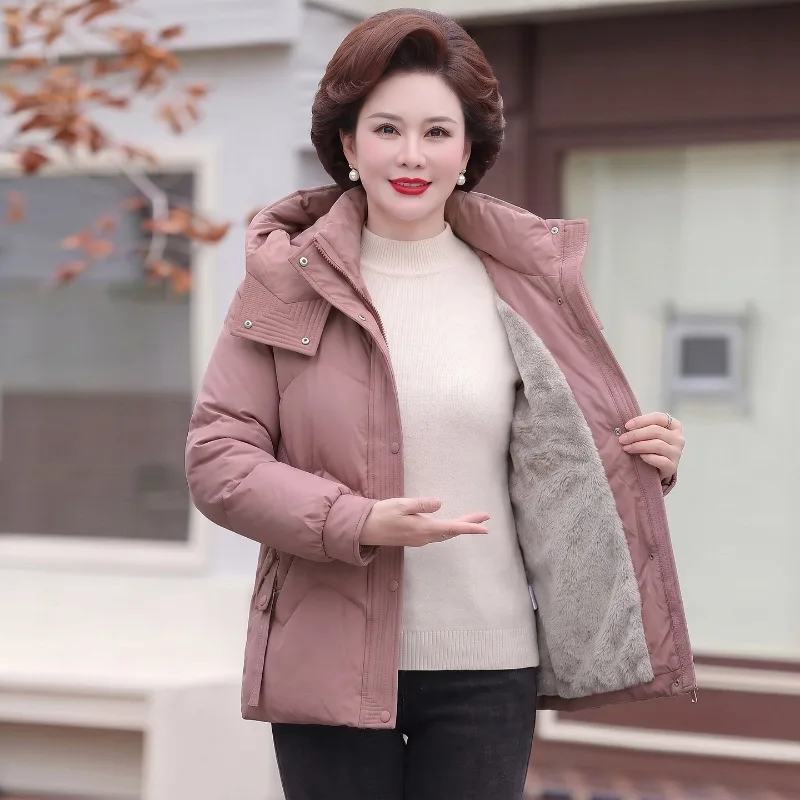 Women Winter Fleece Lined Jackets Detachable Hooded Loose Warm Thickened Warm Solid Windproof Cold Weather New Female Outerwear