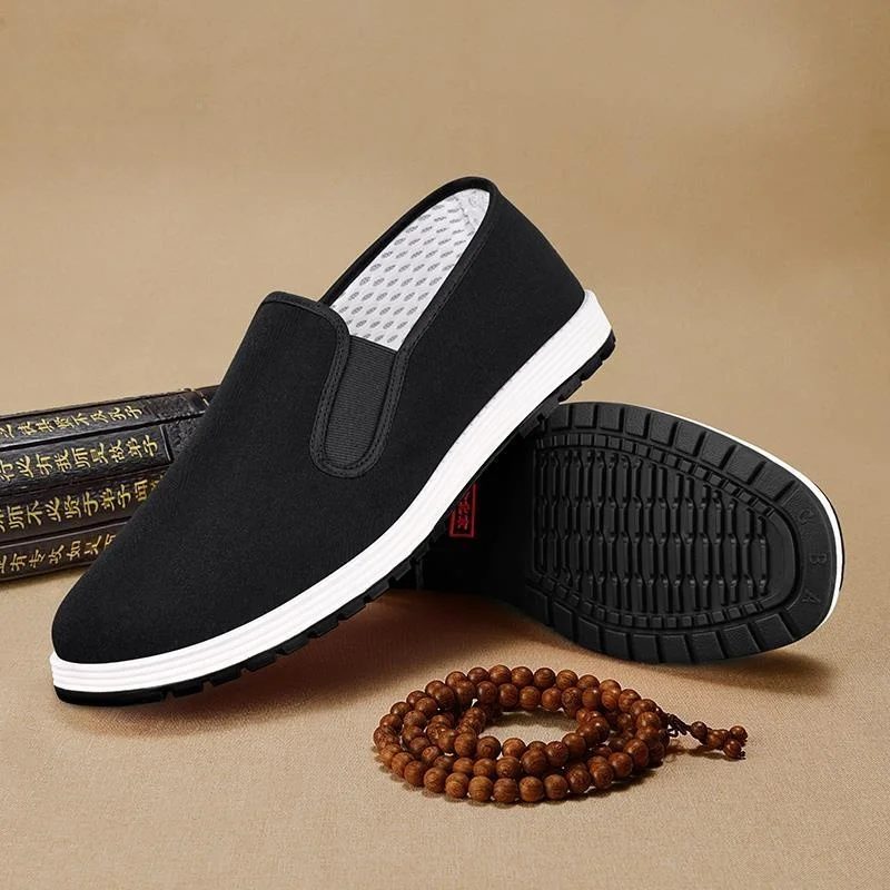 Beijing Old Brand Men's Casual Slip-On Lightweight Cloth Shoes Black Multi-Layered Sole Comfortable Work Footwear New Model
