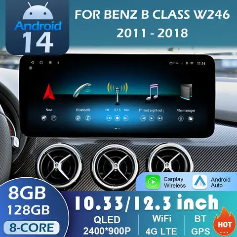 벤츠 B 클래스 W246 2011 2012 2013 2014 2015 2016 - 2018 Android 14 무선 Carplay Autoradio 자동차 Vieo 플레이어 DSP 스테레오 WlFl