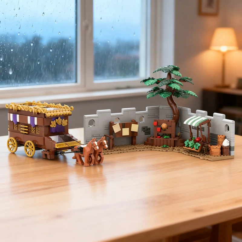 874pcs MOC Medieval Pillory Castle Model Toy Building Blocks Construction Christmas Gift Assemble Birthday Craft DIY Creative