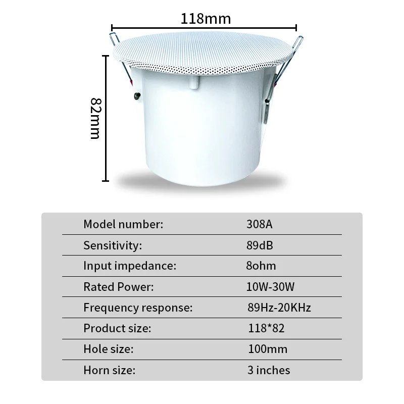 308A 3 Inch Mini Hifi Surround Sound Loudspeakers System 10W 8Ohm Roof Bathroom For Home Background Music Audio Ceiling Speaker