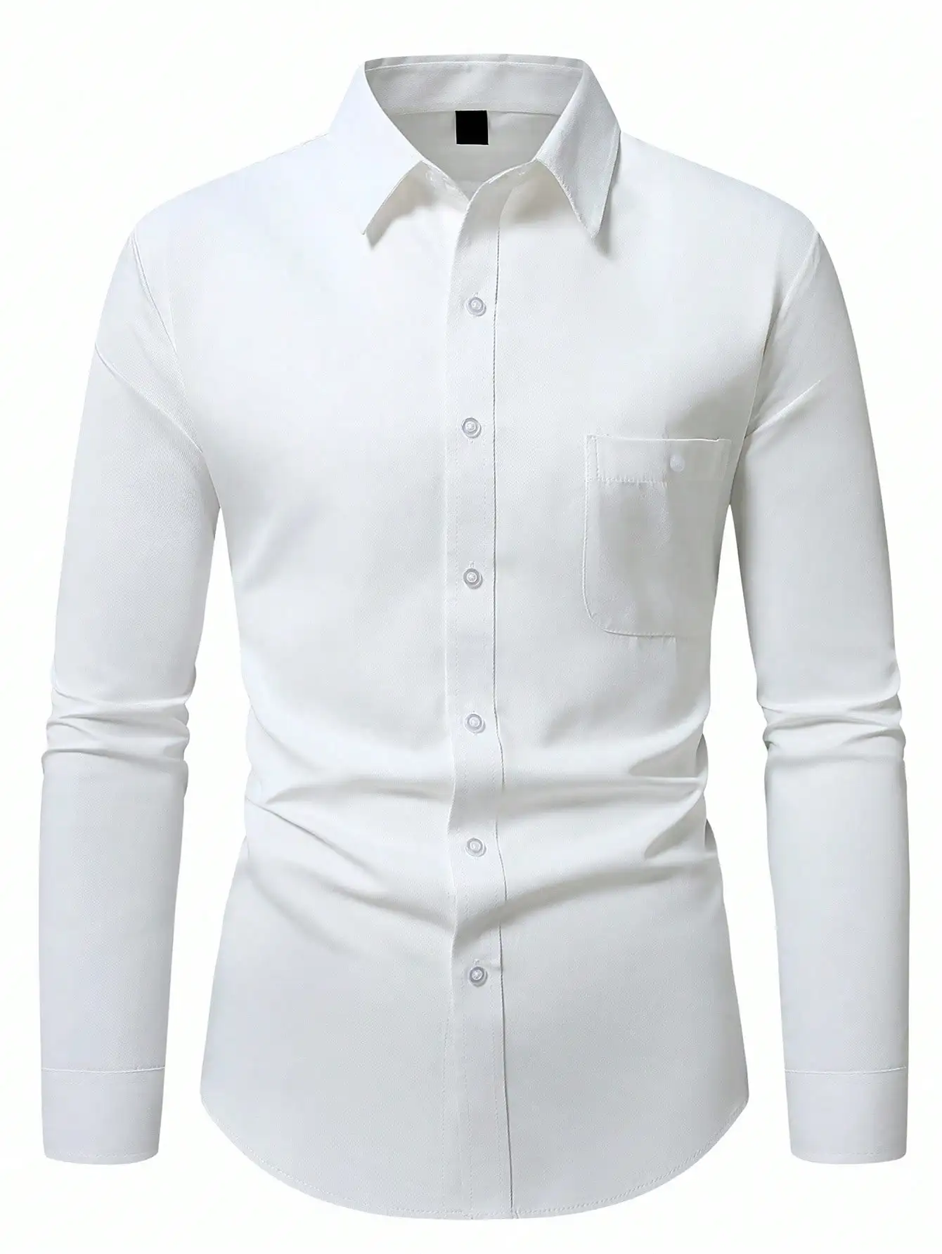 

Men's Solid White Long Sleeve Slim Fit Button Down Dress Shirt