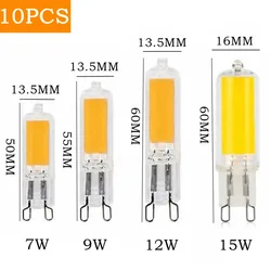 10PCS G9 Super Bright LED Light Bulb 7W 9W 12W 15W AC 220V/110V Glass Lamp Constant Power Light LED Lighting COB Bulbs Wholesale