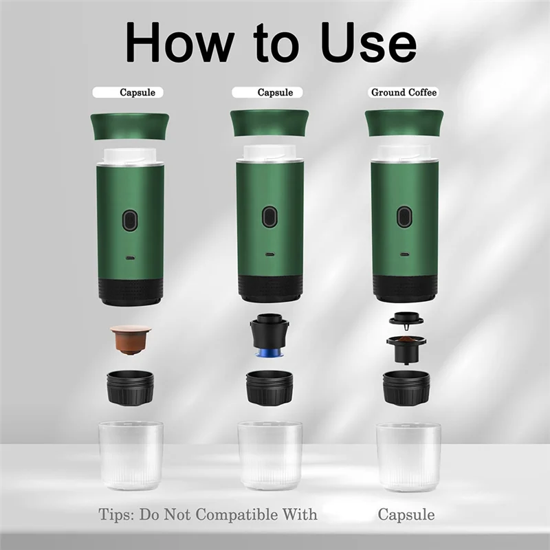 A84G-Compatible With Ground Coffee Mini Espresso Machine Suitable For Camping, Hiking