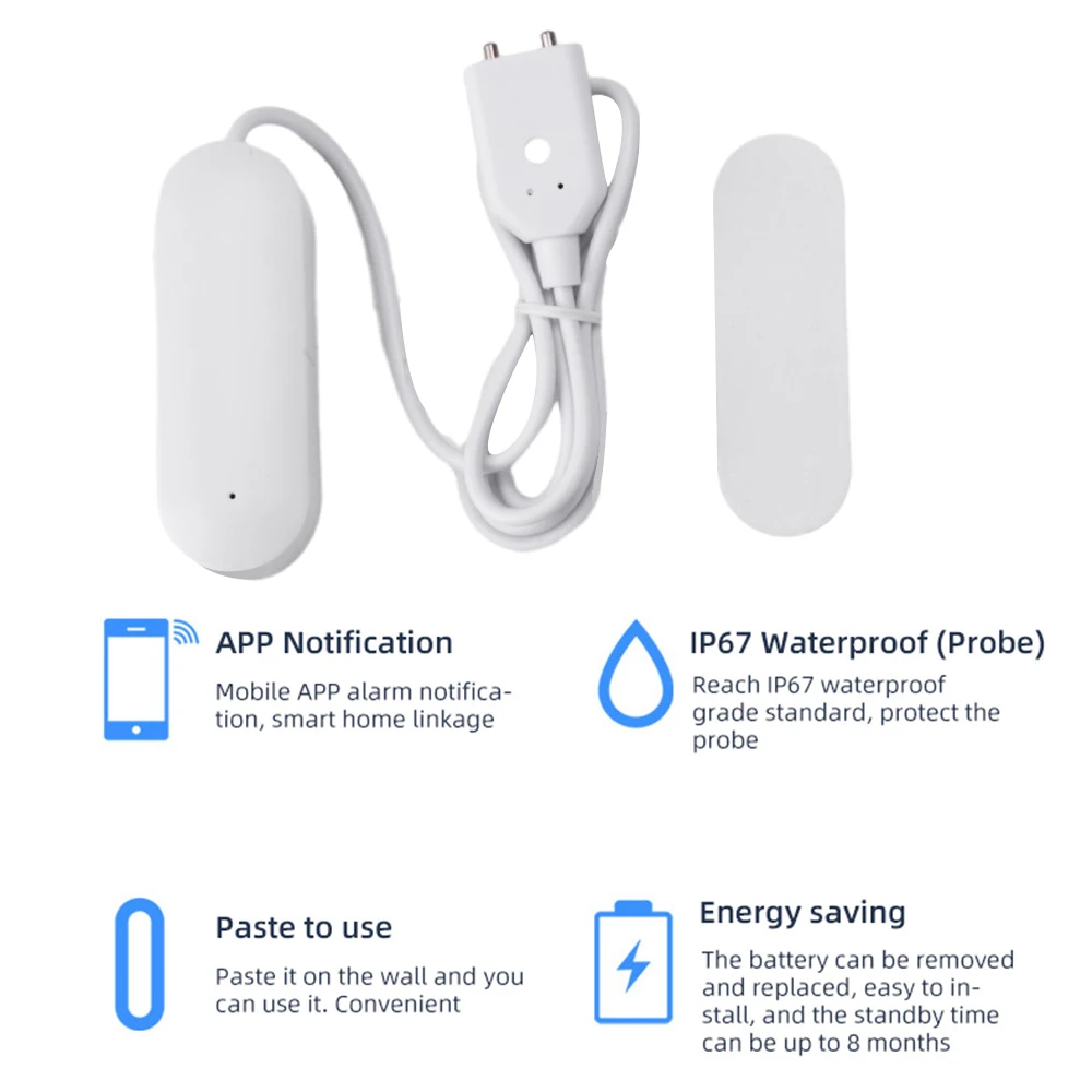 Zigbee-Sensor inteligente de nivel de agua, Detector de alarma de fugas de agua, alerta de inundación, desbordamiento, protección de seguridad, Smart Life eWeLink