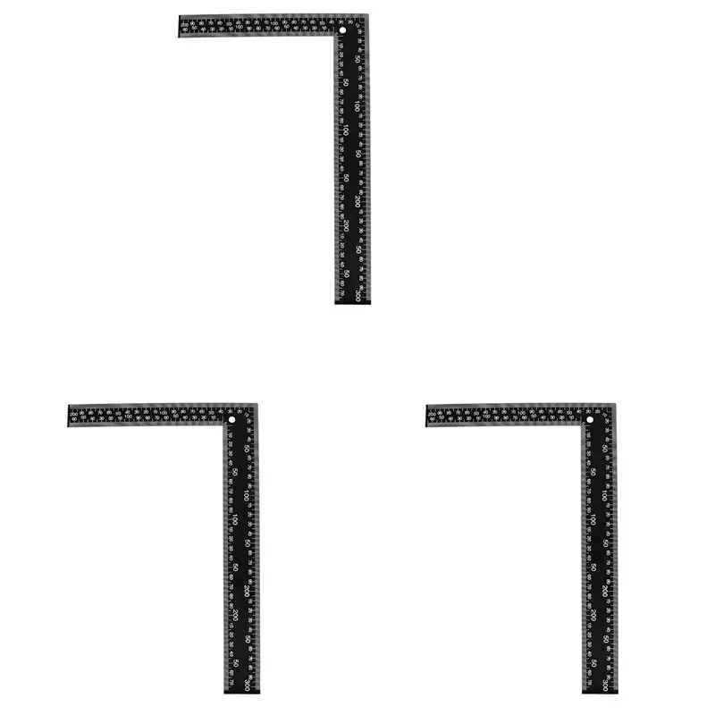 A04G-3X Teacher 0-30Cm 0-20Cm Measuring Range L Shaped Design Square Ruler Black