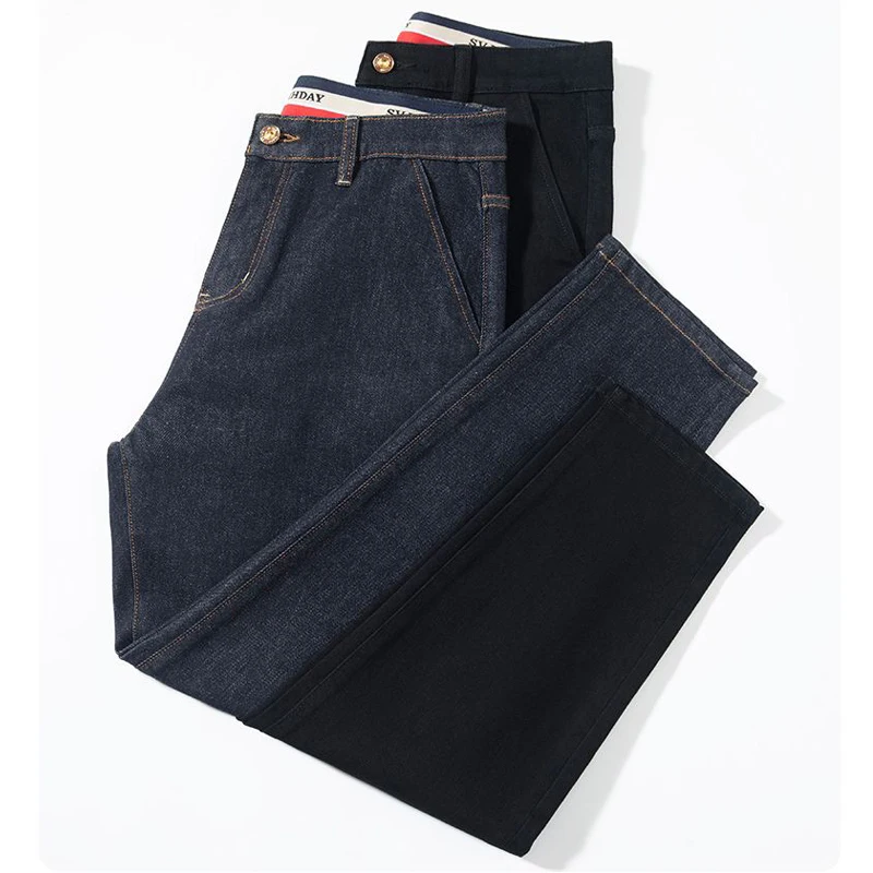 

Spring and Autumn Anti Fading Black and Blue Large Stretch Business Straight Casual Jeans XXL-8XL Large Fat Jeans Comfortable