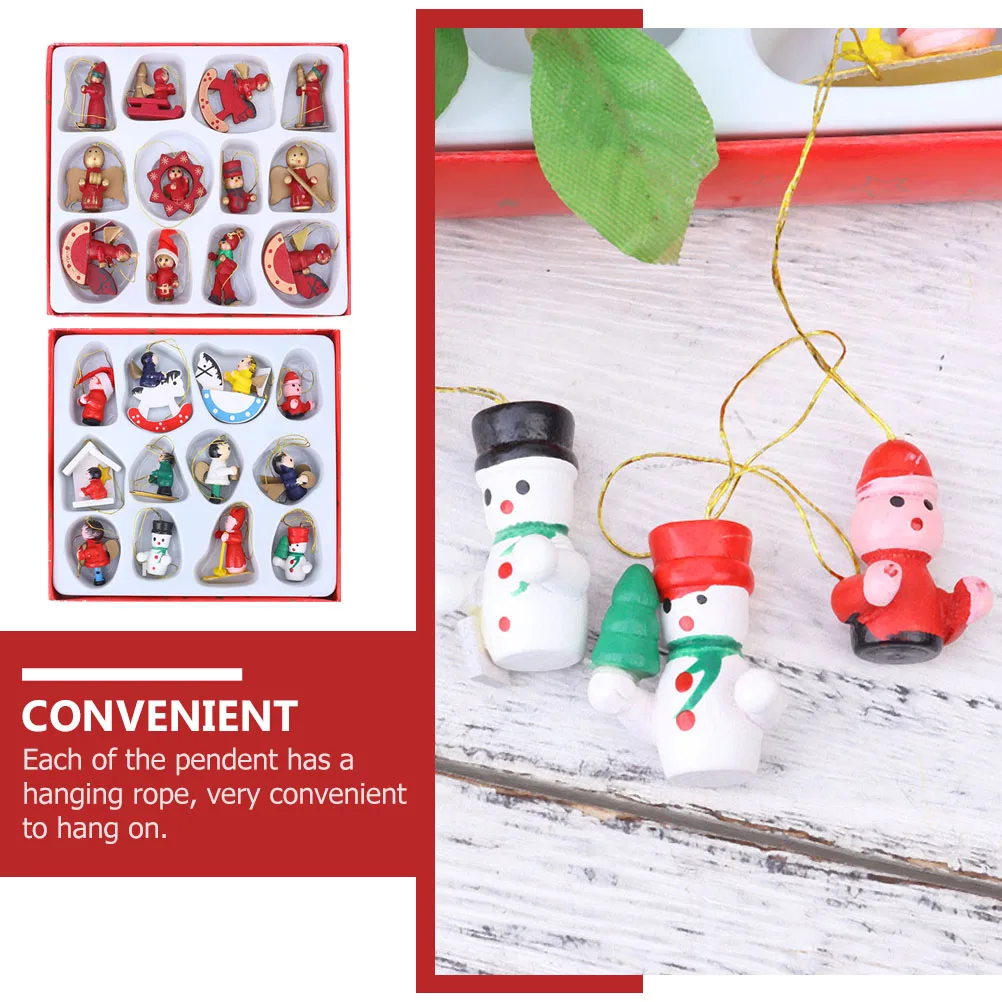 

24 Pcs Ornament Small Wooden Pendant Christmas Creative Hanging Household for Xmas Ornaments Crafts Tree