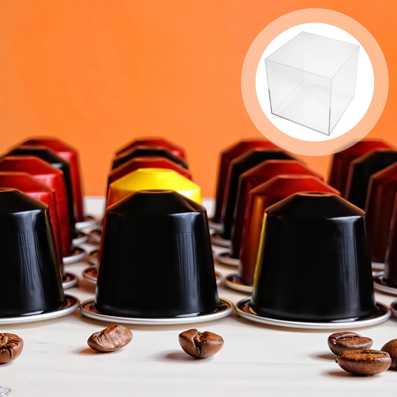 

Coffee Box Storage Acrylic Case Container with Lid Pod Holders Syrup Bag Tea Bar Organizer