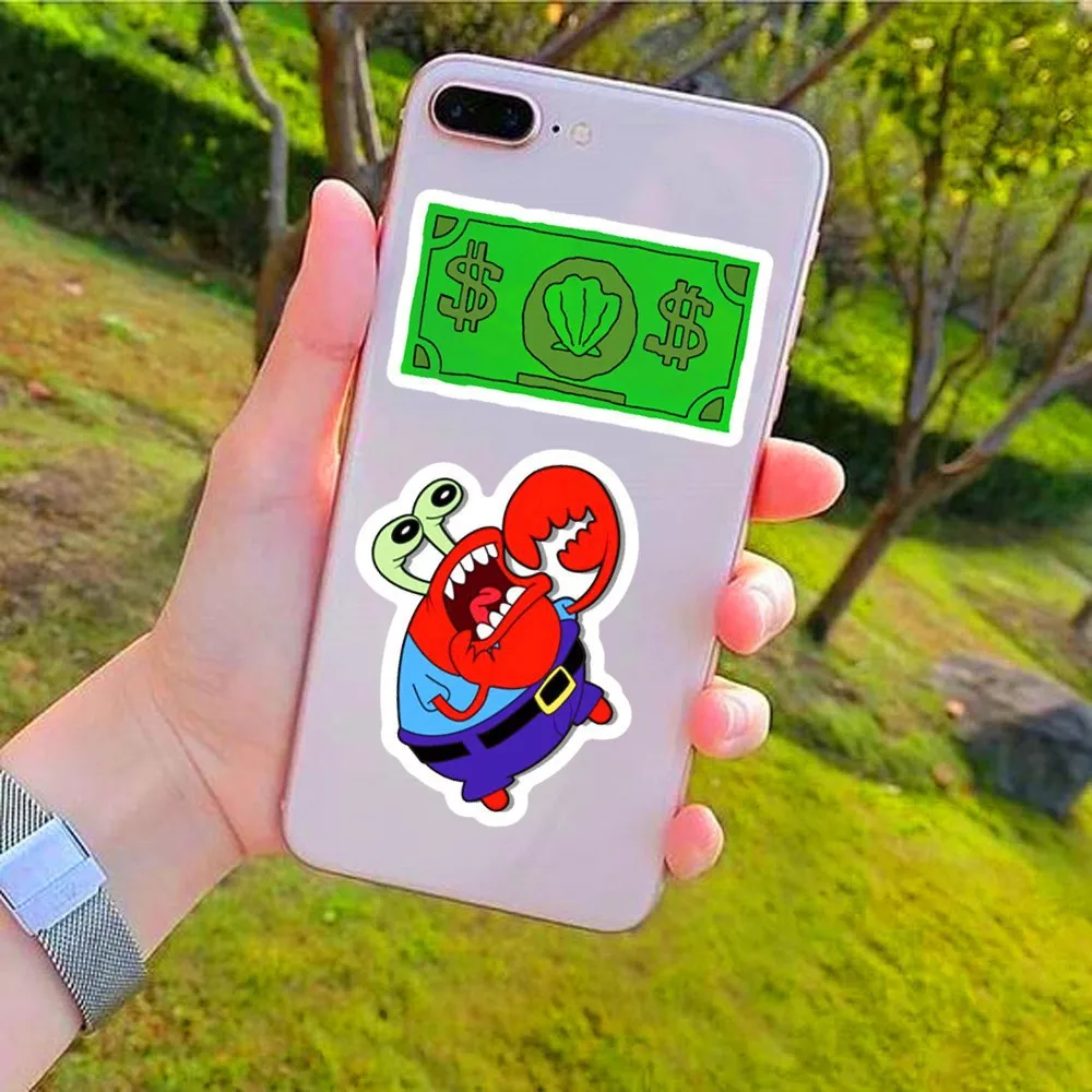 50pcs SpongeBob Squar Cartoon Robot Decorations Stickers Mobile Phone Case Hand Ledger Waterproof Sticker Wholesale For Kids Toy