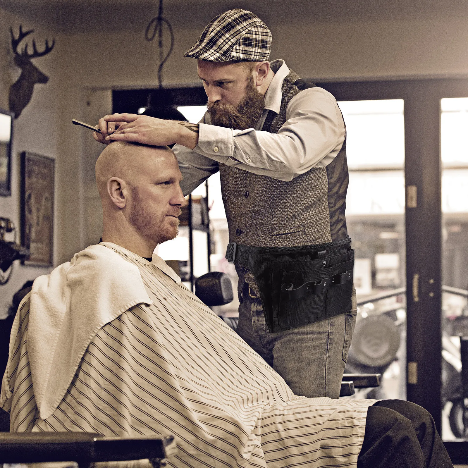 

Barber Waist Bag Nylon Scissors Holder Compact Lightweight Hairdressing Tool Case for Combs Pins Cutting Tools Organizer