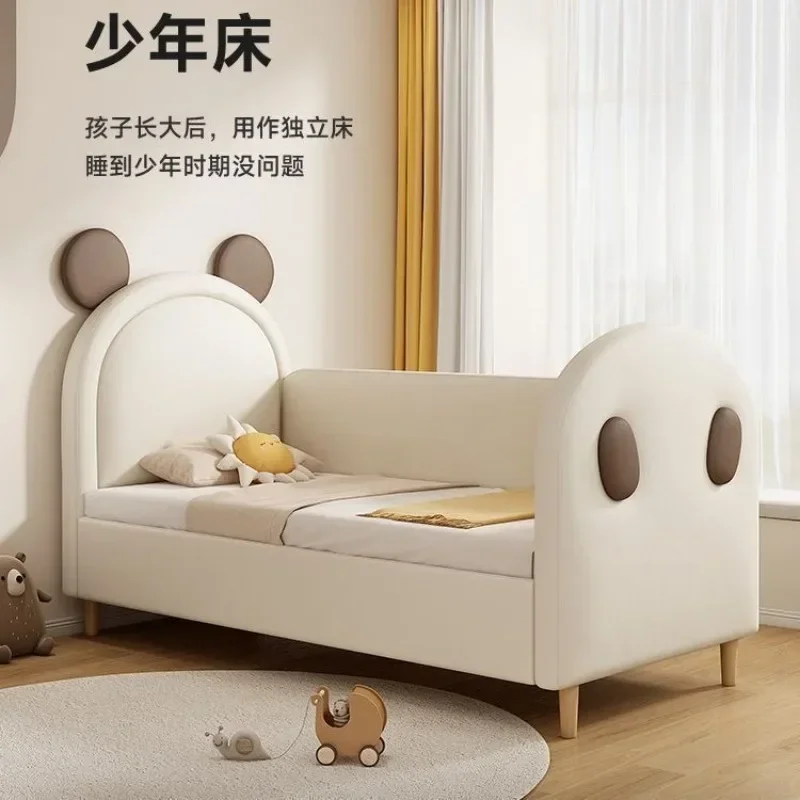 Solid wood splicing bed, widened guardrail boy baby bed