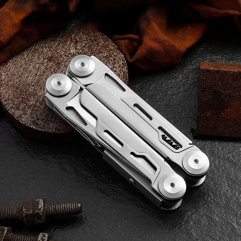 Outdoor Stainless Steel Portable Multifunctional Pliers Tool Camping Equipment Leather Wallet Folding  Cutting Tools