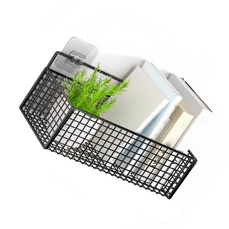 Wall Metal Basket Space Saving Multifunctional Strong Load Bearing Simple Wall Storage Basket Practical Drill  for Bedroom