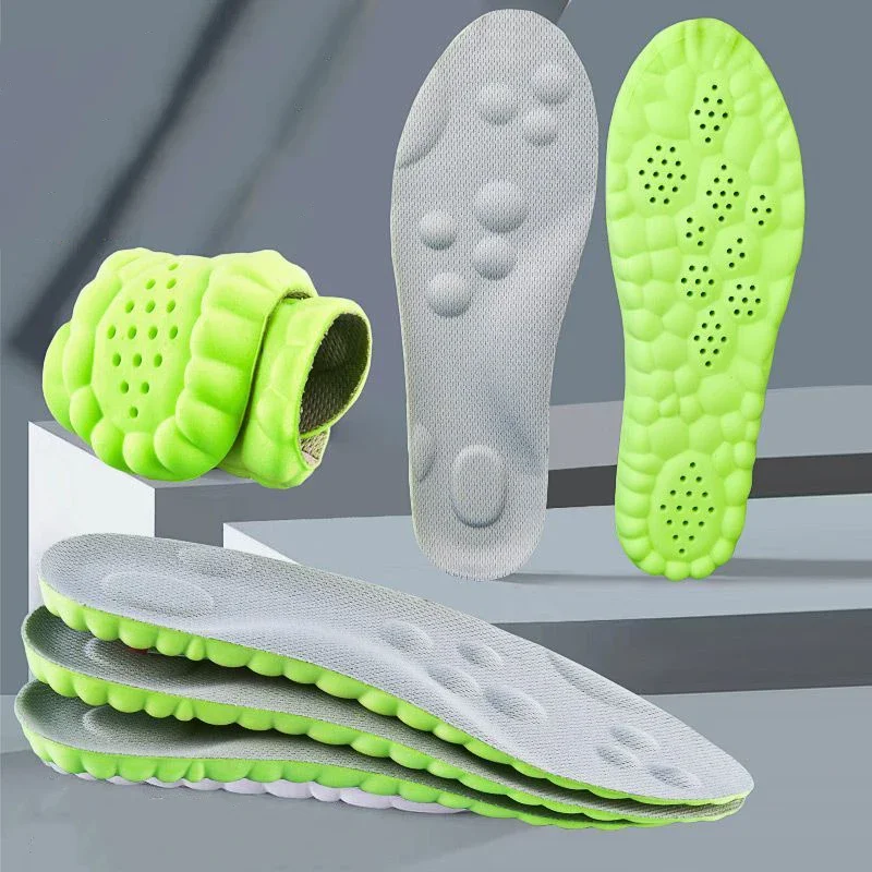 4D Shock Absorption Insoles High Elasticity Latex Massage Shoe Pads Inserts Unisex Soft Sports Running Deodorant Cushions