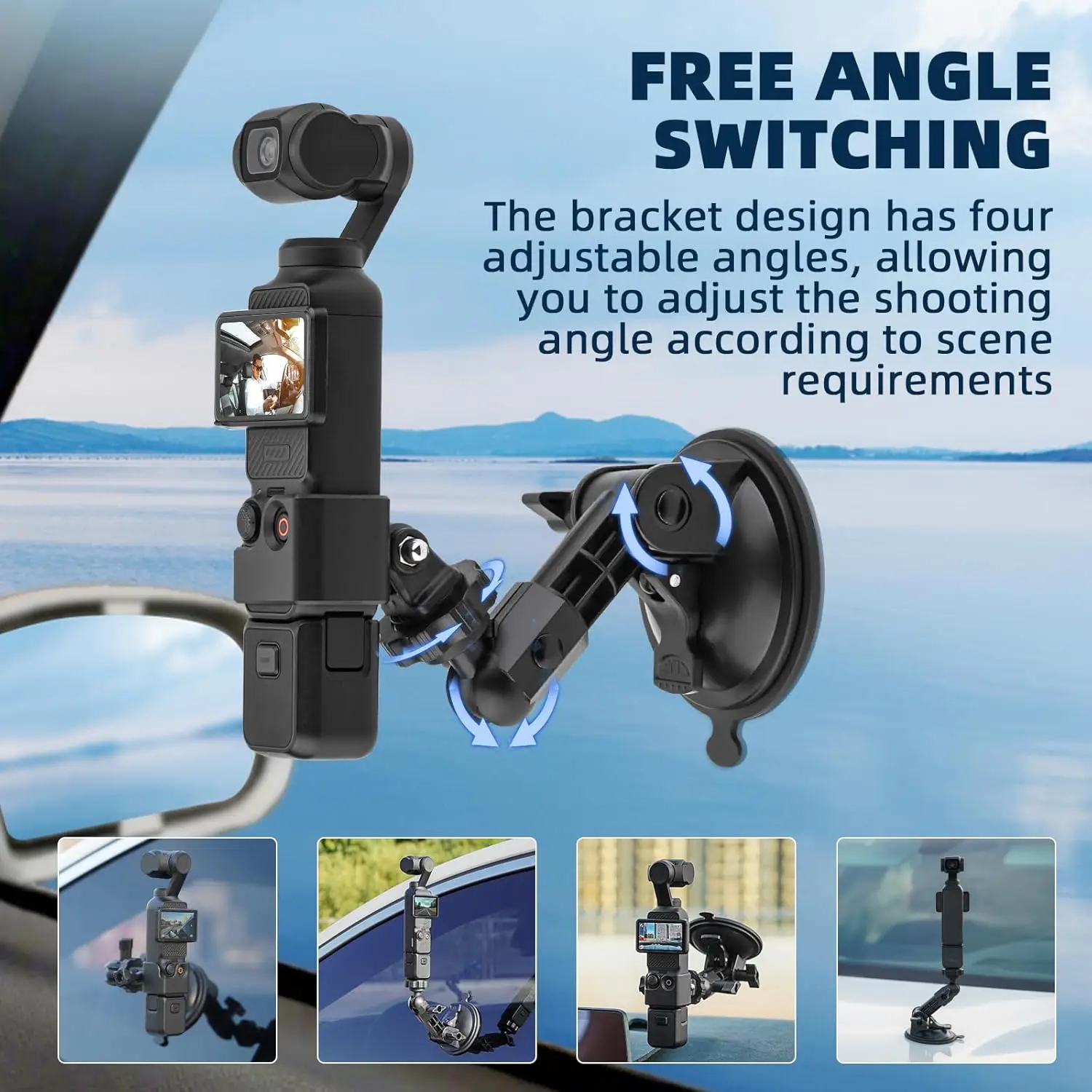 Suction Cup Holder For Go Pro Car Phone for Insta 360 X5 X4 X3 ACE PRO 2 SJCAM DJI OSMO Action 5 Pro/4 3 cameras Accessories