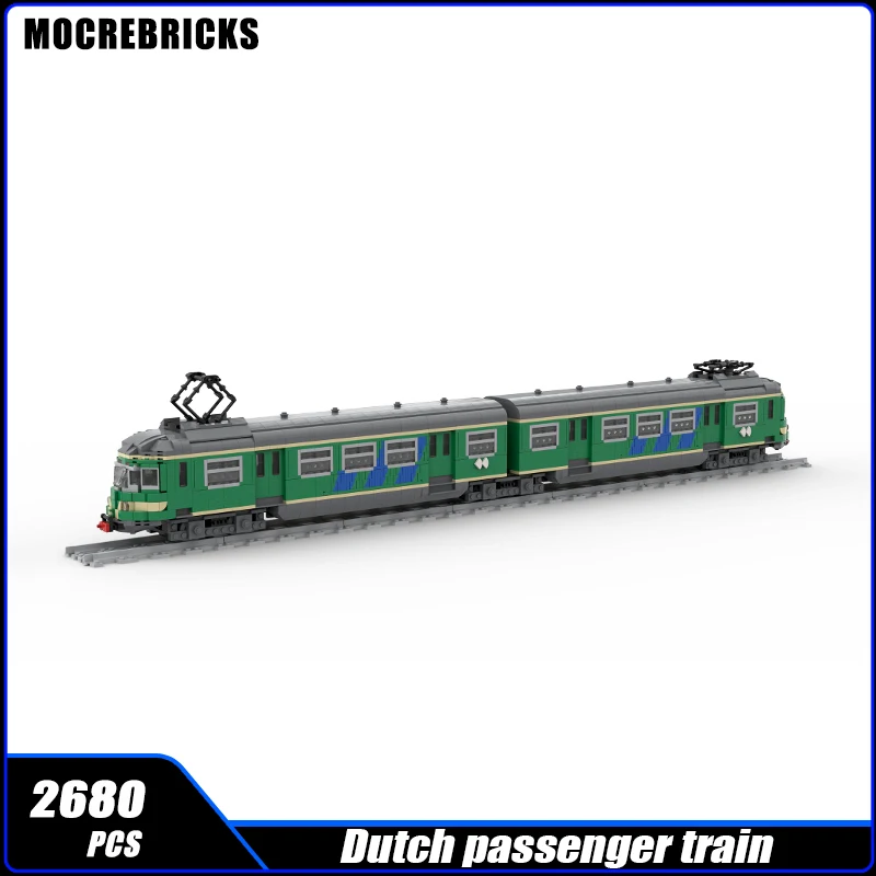 City Dutch Passenger Train NS mat \'46 Plan U Locomotive MOC Building Block Railway  Carriage Track Assembly Model Brick Toys Gif