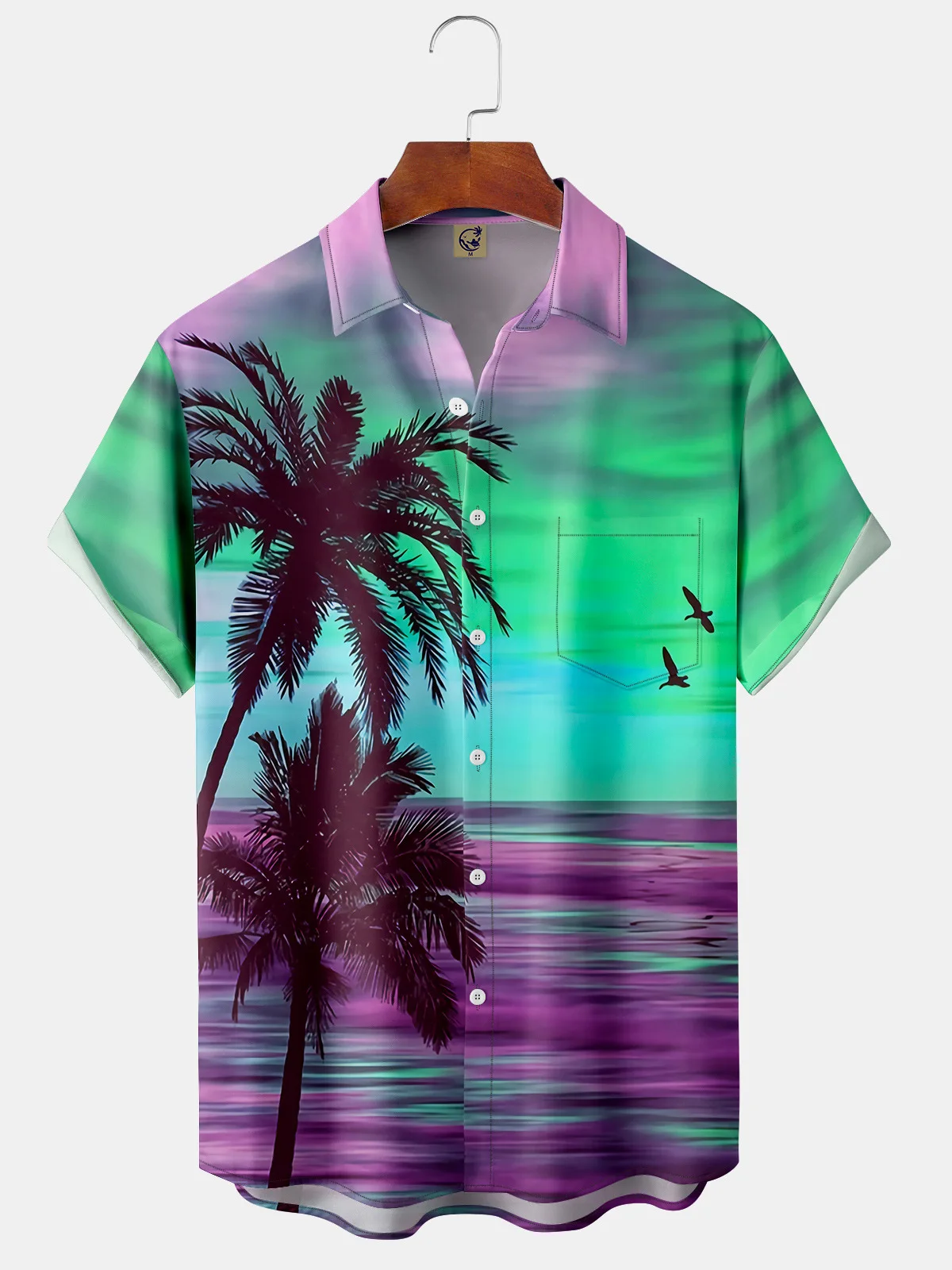 Summer Coconut Tree Print Shirt Men's Holiday Short Sleeve Hawaiian Shirt Beach Shirt Elegant Shirt Men