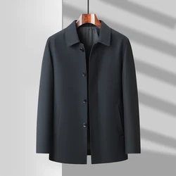 New Trend Solid Color Middle-aged and Elderly Fashion Single-breasted Business Gentleman Casual British Style Slim-fit Jacket