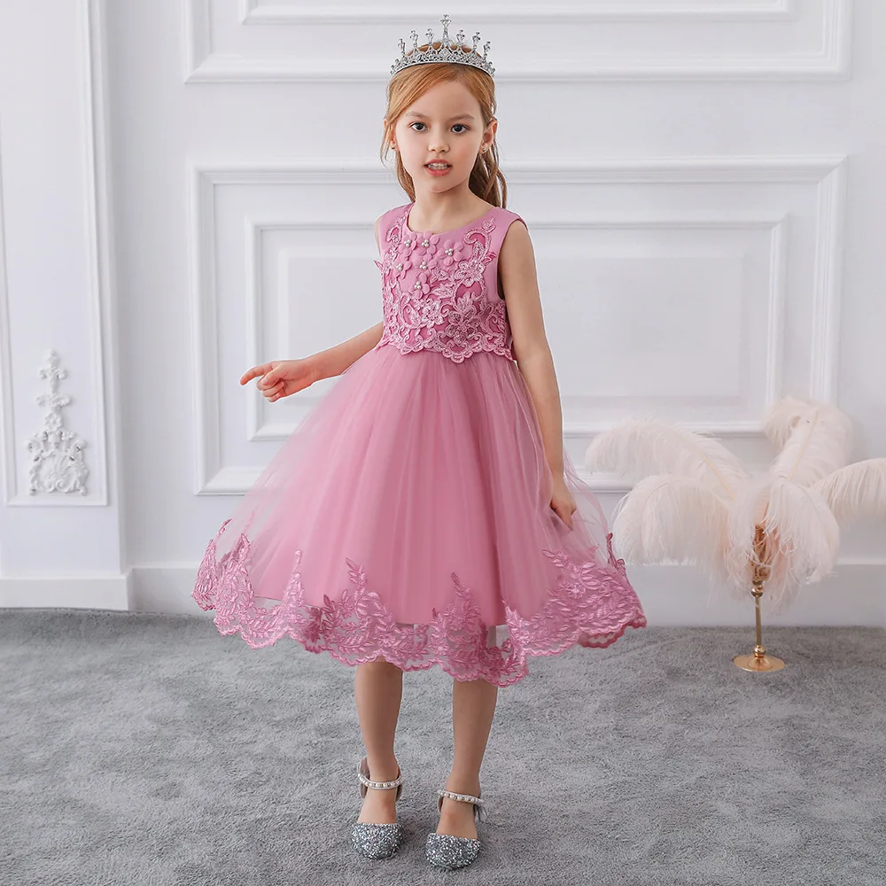 

Rocwickline New Summer and Autumn Girl's Dress Embroidery Lace Gauze Ball Gown Sleeveless Celebrities Accessible Luxury Dress