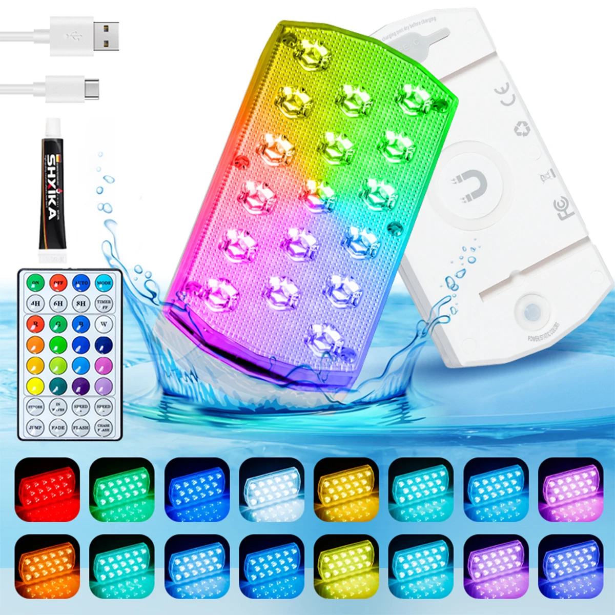 Pool Lights Rechargeable Submersible LED Lights IP68 Waterproof Underwater Upgraded 16 Color Changing Floating Light with Remote