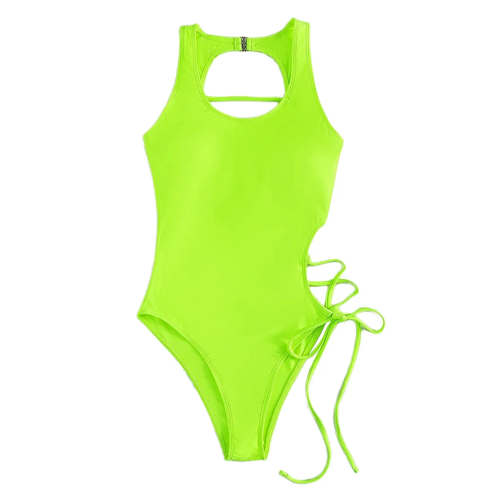 2024 Summer Women Sexy Back Hollow Strap One Piece Bikini Swimsuit Slim Swimsuit Triangle Belly Covering Bikini Beach Swimsuit