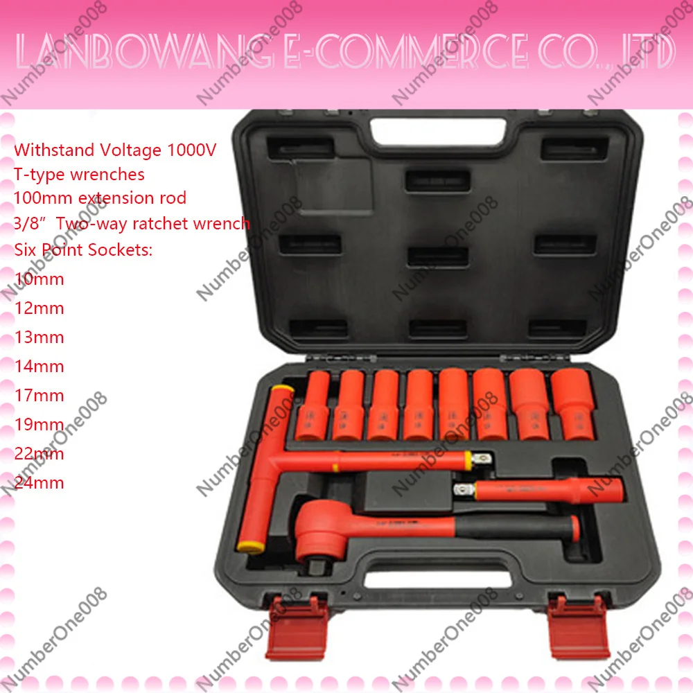 11 Pcs New Energy Insulated Socket Wrench 1000-Volt Insulated 1/2 in. Drive Deep Socket Set