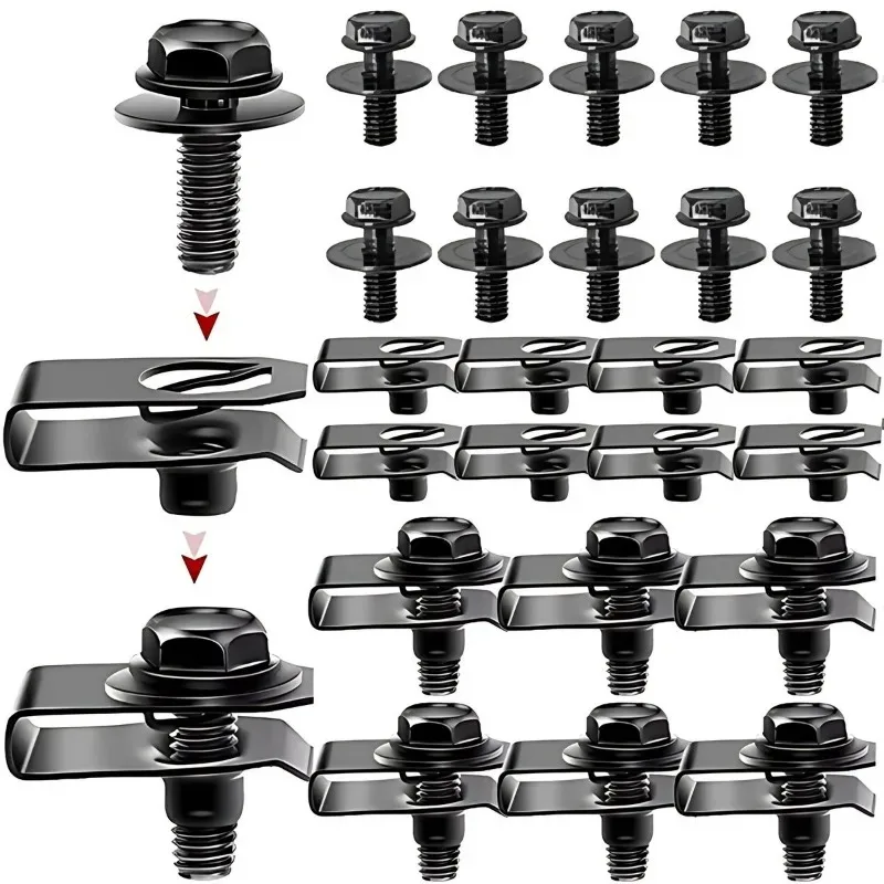 Car Body Bolts – U‑Type Nut Clips M6 for Bumper, Fender, Engine Cover, Under‑Tray & Splash Guard Liner Screws